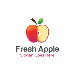 sweet and fresh apple fruit logo design