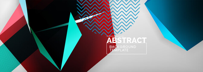 Low poly 3d geometric shapes, minimal abstract background. Vector illustrations for covers, banners, flyers and posters and other