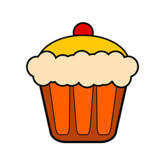 Beautiful cake on a white background, sign for design, vector illustration