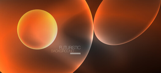 Neon ellipses abstract backgrounds. Shiny bright round shapes glowing in the dark. Vector futuristic illustrations for covers, banners, flyers and posters and other