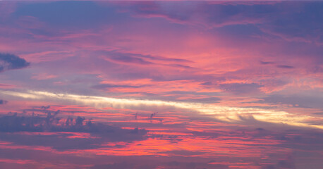 colorful dramatic sky with cloud at sunset