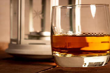 books, glass and whisky