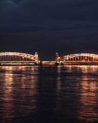 Russia, St. Petersburg - July 19, 2020: The Bridge Of Peter The Great (Bolsheokhtinsky), St. Petersburg, Russia