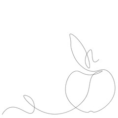 Apple icon on white background one line drawing, vector illustration