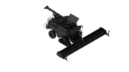 Harvester 3d rendering of a agriculture machinery model computer created clean isolated minimal and complex white background