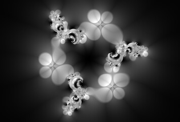 Fantastic black and white fractal background. Abstract fractal texture. Digital art. 3D rendering.