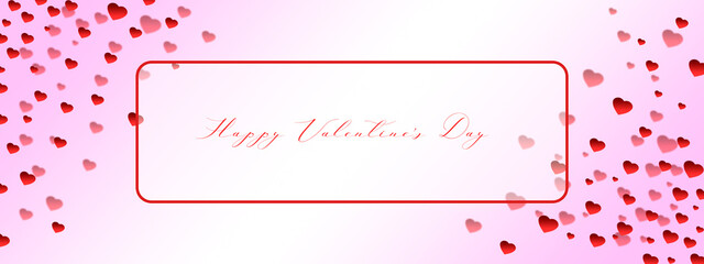 Valentine's Day banner or card with hearts on white background