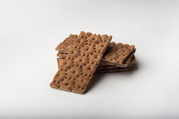 Rye bread on a white background for insulation