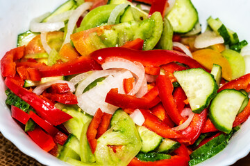 Salad from tomato, cucumbe, pepper and onion