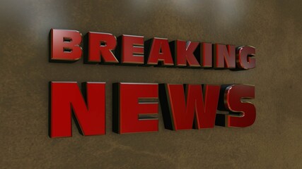 BREAKING NEWS - red lettering with shadow and light effects on stone background - 3D illustration
