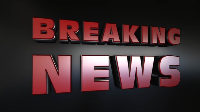 BREAKING NEWS - red lettering with shadow and light effects on black background - 3D illustration