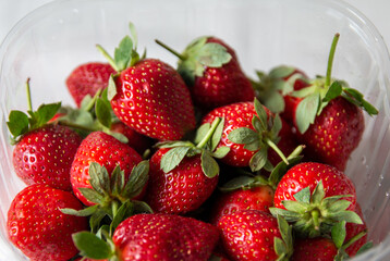 fresh red strawberries in a basket