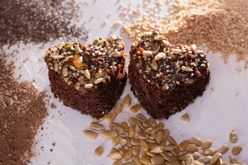 Chocolate cakes with seeds