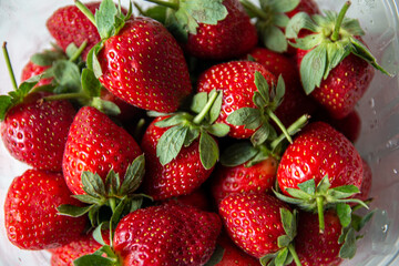 fresh red strawberries in a basket