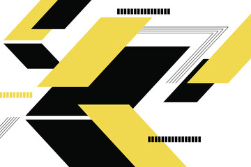 Abstract background pattern made with geometric shapes (parallelograms) and lines in technology concept. Modern, simple and bold vector art in yellow and black colors. - 406057005