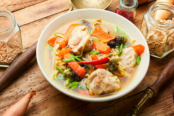 Homemade soup with chicken