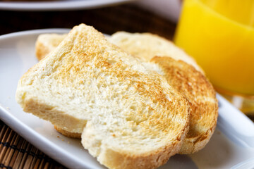 Toasted Bread on a plate. High quality photo.