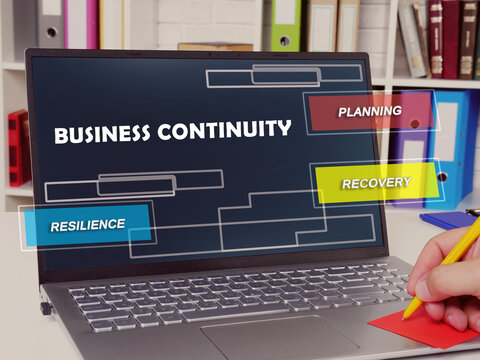 Business concept about  business continuity planning recovery resilience with phrase on the page.