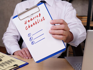 Conceptual photo about Hearing Checklist with written text.