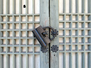 Door lock of an old building in Korea