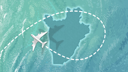  airplane flying on burundi Map Travel visit discover burundi 8K illustration