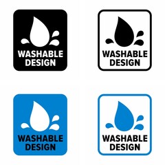 "Washable design" easy cleaning item property information sign