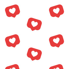 Hand drawn seamless vector pattern with love social media signs. Romantic background for Valentine’s Day. Love and romance symbol.
