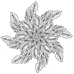 mandala lined doodle plant garden leaves coloring book page black and white background mandala lined doodle plant garden leaves coloring book page black and white background