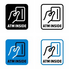 "ATM inside" bank cash machine location information sign
