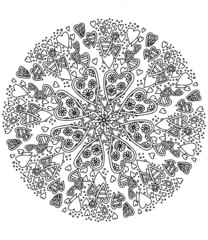 mandala lined doodle valentine love flower sweet coloring book page black and white background