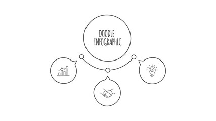 Doodle infographic circles with 3 options. Hand drawn icons. Thin line illustration
