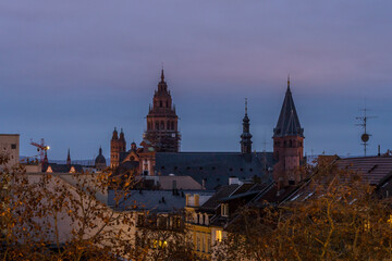 Mainz und Mainzer Dom in der Nacht