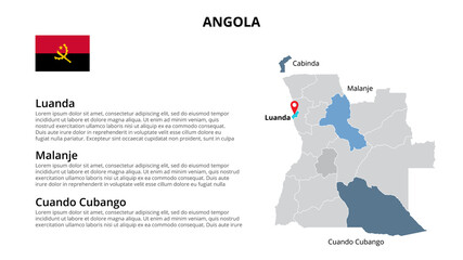 Angola vector map infographic template divided by states, regions or provinces. Slide presentation