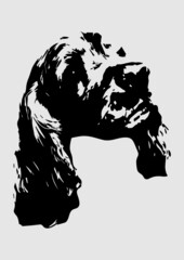 Cocker spaniel dog muzzle silhouette Vector illustration