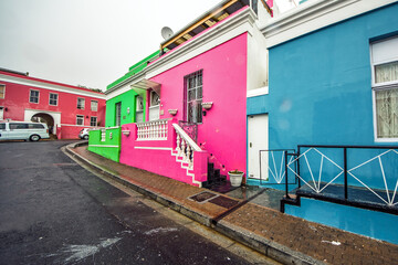 Cape Town coloured house in touristic Bo Kaap district, South Africa