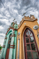 Fototapeta premium cemetery with bad weather rain clouds