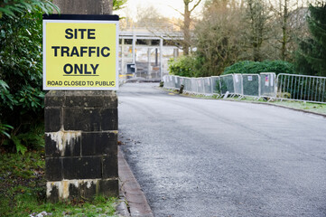 Site traffic sign at construction site entrance