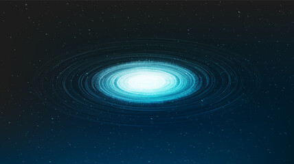 Gravity Light Spiral Black Hole on Galaxy Background.planet and physics concept design,vector illustration.