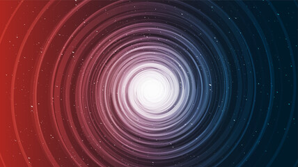 Comic Red and Blue Spiral Black Hole on Galaxy Background.planet and physics concept design,vector illustration.