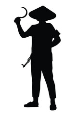 Female soldier silhouette vector on white background, person in the battle, military people concept.