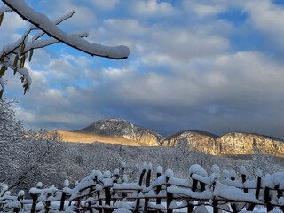 Crimean peninsula. The first snow fell in the mountainous Crimea.