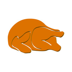 Yellow chicken carcass on a white background 3d, vector