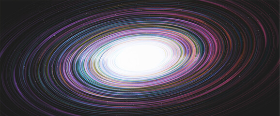 Shiny Colorful Black hole on Galaxy background with Milky Way spiral,Universe and starry concept desig,vector