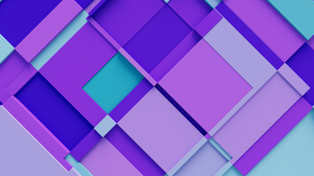 Multicolored tech background, with a geometric 3D structure. Clean, vibrant design with simple, bright, modern forms. 3D render