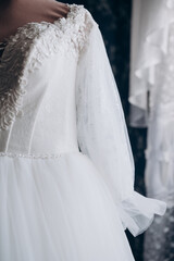 Fototapeta na wymiar beautiful bride dress details of the morning