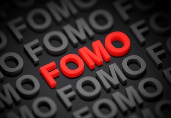 FOMO - Fear of Missing Out  conceptual tagcloud background - 406078843