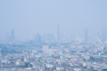 Fototapeta premium BANGKOK, THAILAND - JANUARY 16, 2021: High Pollution Pm 2.5 at bangkok city