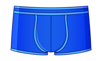 Cartoon illustration of blue boxer pants, underwear shorts. Men's cloths. Fashon image of underclothes logo or icon.