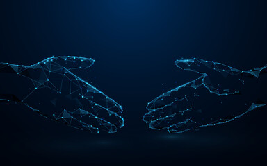 Businessman shakes hands. Don't shake hands protection yourself from Coronavirus. Low poly model design. Vector illustration