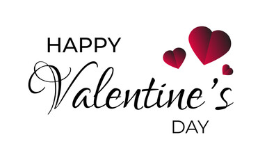 Happy valentines day typography poster with handwriting calligraphy text and heart shape on white isolated background. Vector illustration. invitation, banner template.